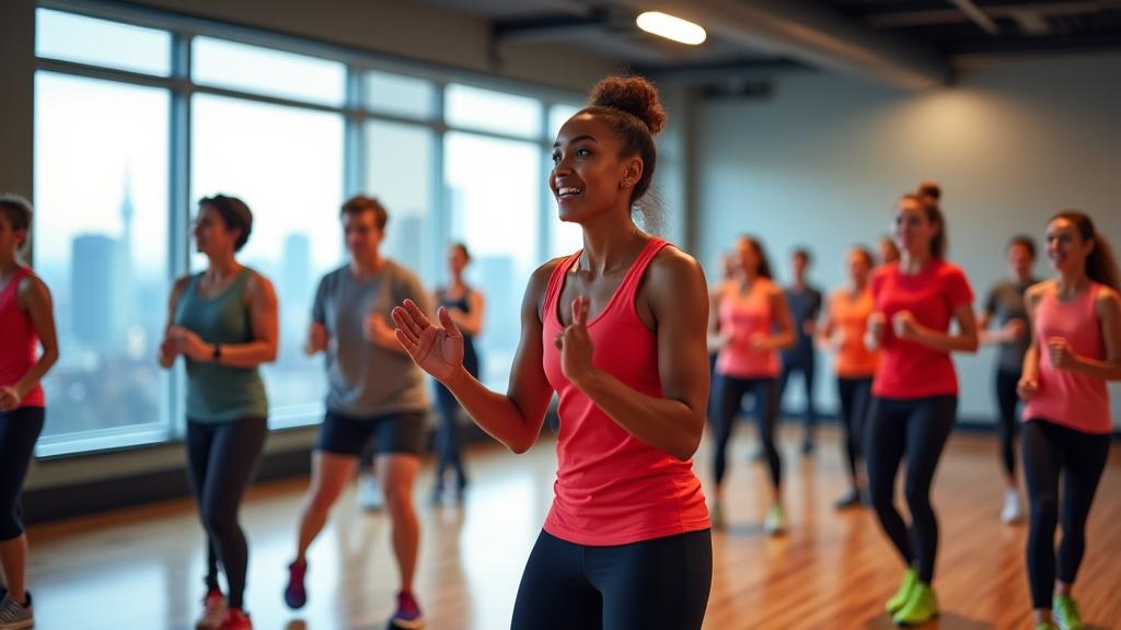 Group fitness class in action